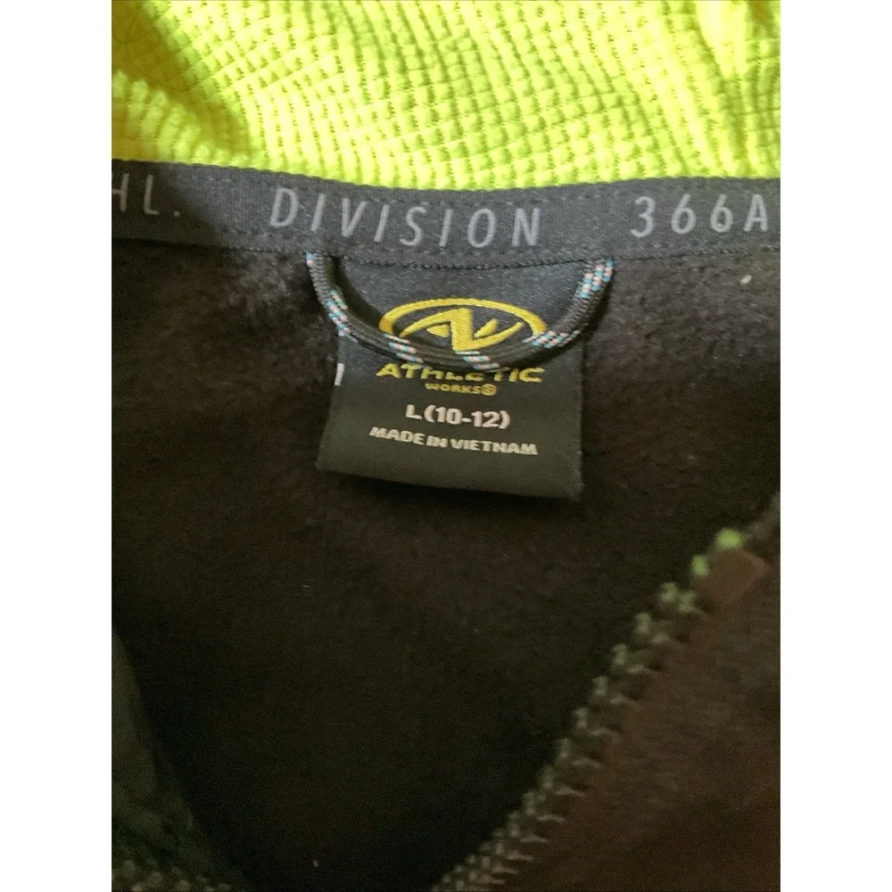 Athletic Works Childs Size L 10-12 Black And Green Hooded Jacket H36